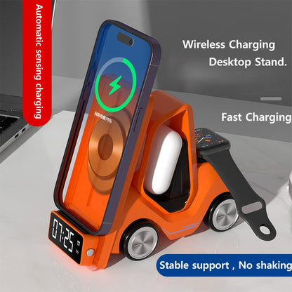 Alarm Clock Fast Charging RGB Wireless Charger for iPhone 14 13 Dock Station for Apple Watch S8 AirPods Pro LED Digital Holder