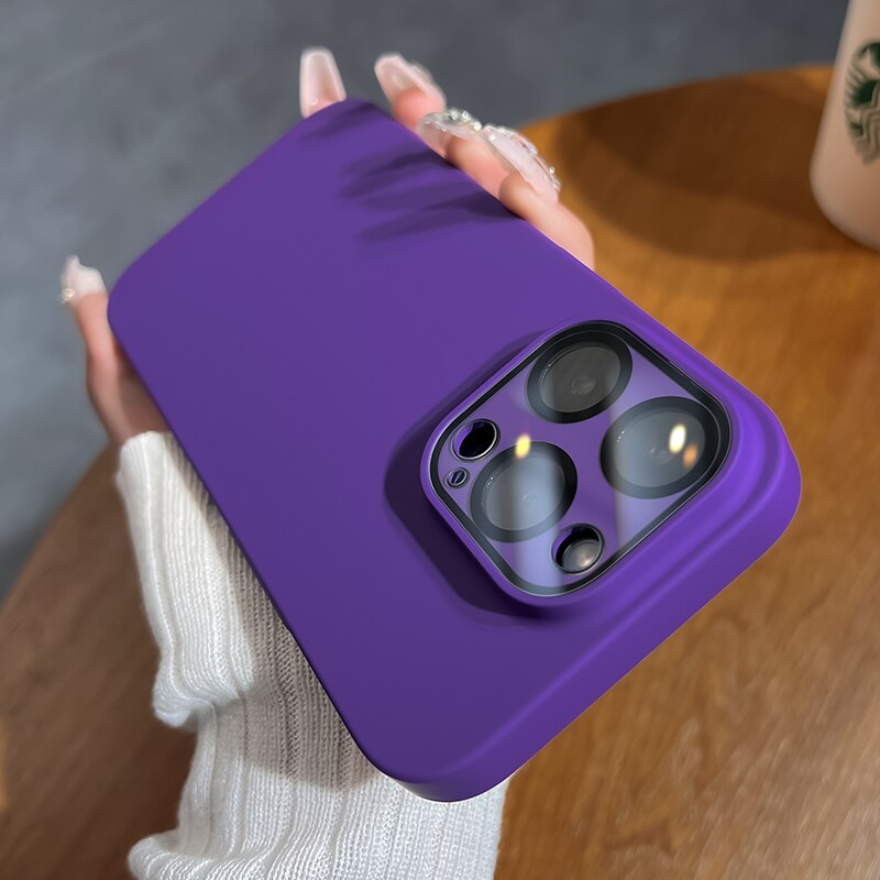Luxury Camera Lens Glass Full Protection Phone Case For iPhone 12 13 14 Pro Max Shockproof Matte Hard PC Cellphone Funda Cover