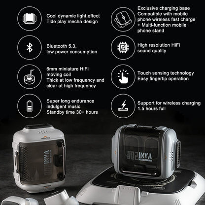Tws 2023 New Bluetooth Earphone Wireless Charging Earbuds Bluetooth Capsule Mecha Design Headset Desktop Phone Holder Headphones