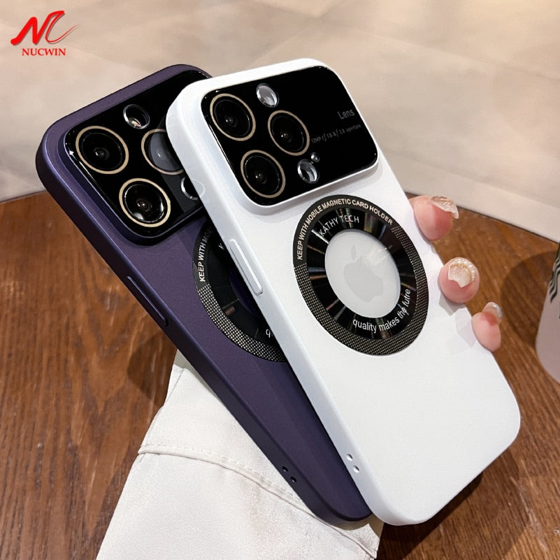 Luxury Slim Matte PC Magsafe Case for iPhone 12 Pro Max 13 Pro 14Pro 14 Pro Max Plus Lens Protector Logo Hole Ultra Thin Cover