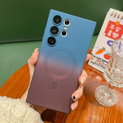 Suitable for Samsung S23ultra Magnetic Mobile Phone Case S21 Two-color Gradient S22ultra Lens Film Drop-proof Protective Cover
