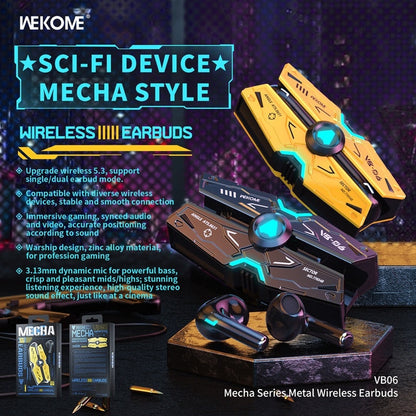Mecha Gaming Bluetooth Headset Zinc Alloy Material Semi-in-ear Large Capacity Battery Esports Level Gaming Bluetooth Headset
