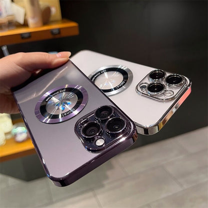 Luxury Noble Magsafe Wireless Charge Hard PC Case Transparent For iPhone 14 13 Pro 12 11 Pro Max Magnetic Logo Clear Cover Men