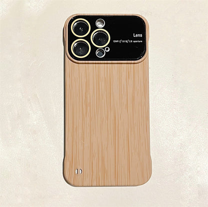 Luxury Frameless for Wood Grain Magnetic Phone Case for iPhone 14 ProMax 12 13 Pro Max Shockproof Lens Protection Slim PC Cover