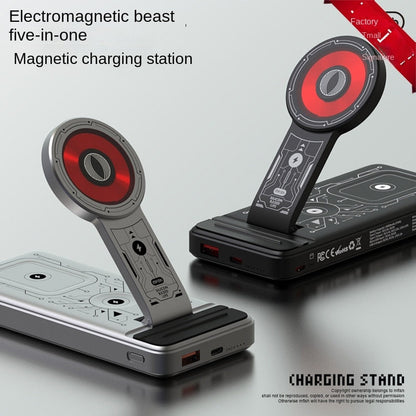 Beast 5-in-1 Wireless Magnetic Charging Station Portable 10,000 mAh Multi-function Mobile Power Bank