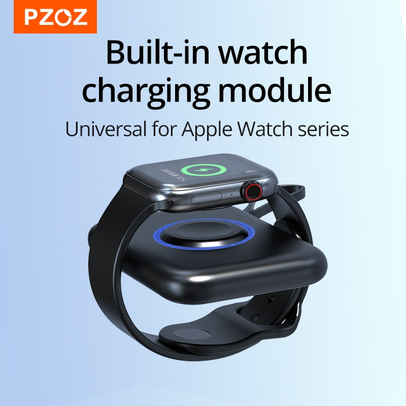 PZOZ Magnetic Mini Power Bank 5000mAh For Apple Watch Wireless Charger Portable Fast Charging For iPhone iWatch Series PowerBank