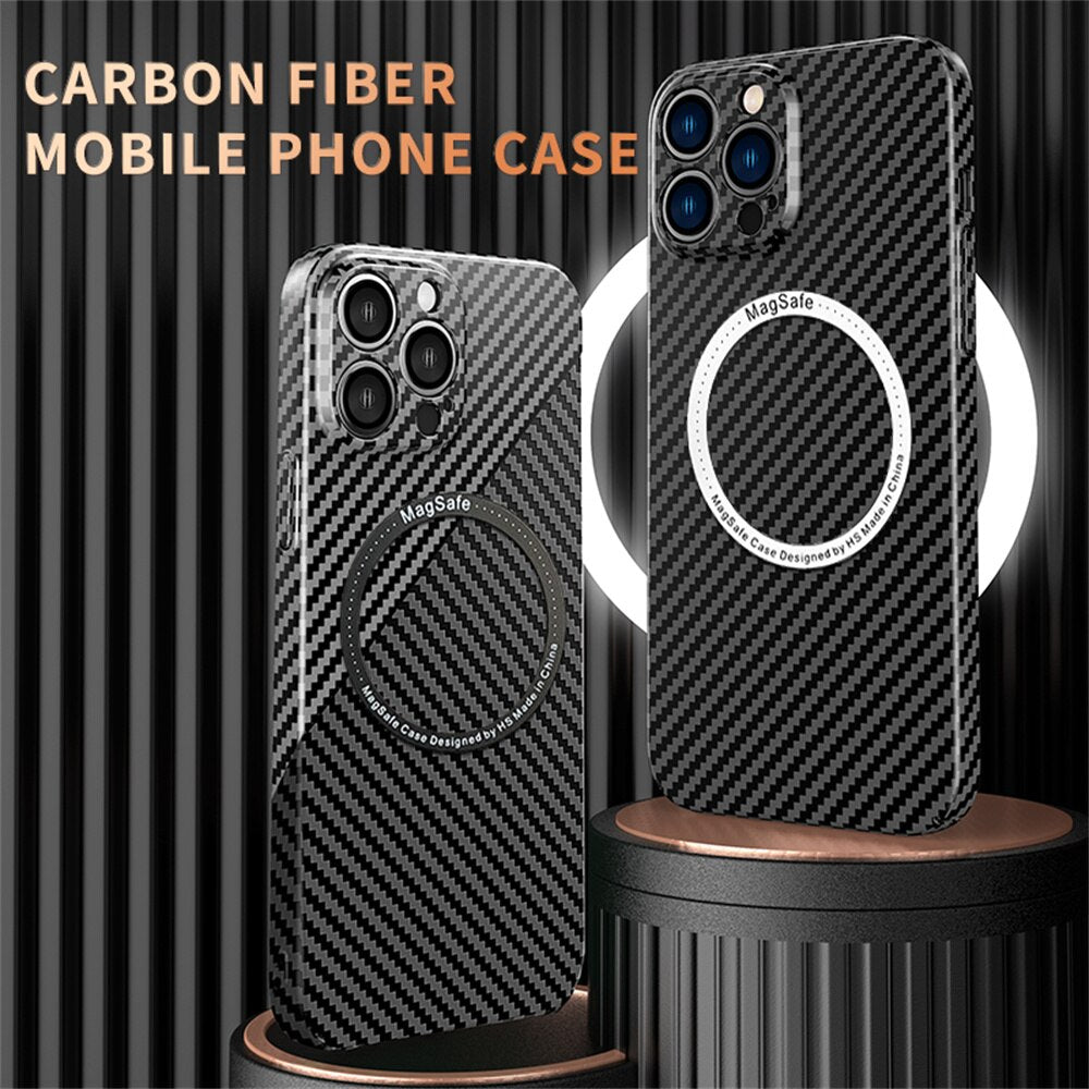 For iPhone 13 Magsafe Case Buesiness Carbon Fiber Slim Matte Hard Magnetic Phone Cases for iPhone 11 12 13 Pro Max 14 Pro Plus