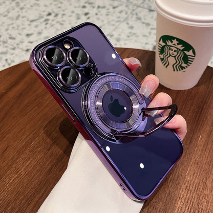 For iPhone 14 Pro Max Invisible Bracket Magsafe Case For iPhone 14 13 12 11 Pro Max Magnetic Stand Holder Plating Soft Cover