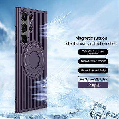 Samsung S23 Ultra Case Skeleton Cooling With Stand Shockproof Fingerprint Resistant Magnetic Phone Cover For Galaxy S23plus