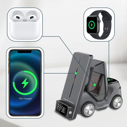 Alarm Clock Fast Charging RGB Wireless Charger for iPhone 14 13 Dock Station for Apple Watch S8 AirPods Pro LED Digital Holder
