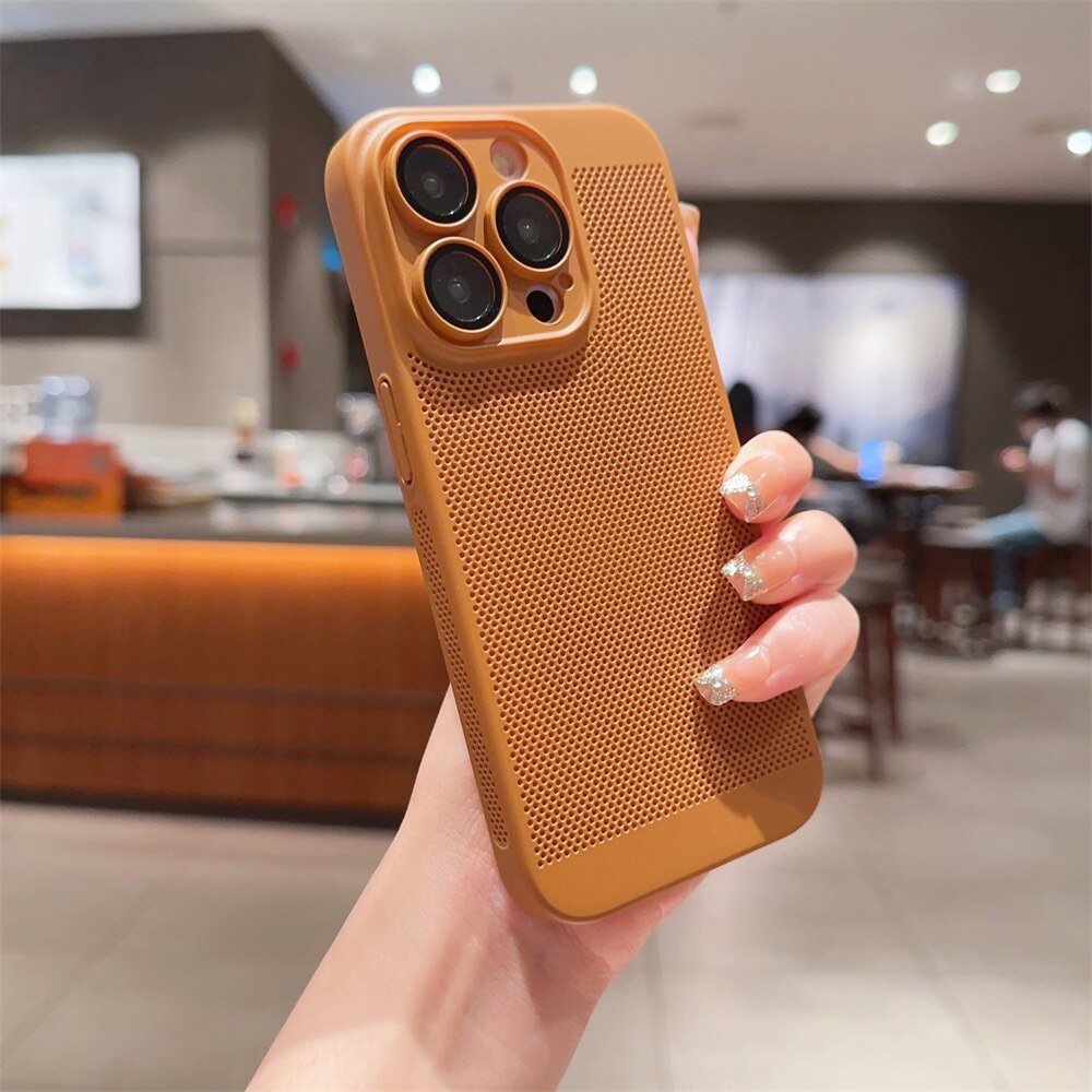 Luxury Heat Radiation Ultra Thin PC Case for iPhone 11 12 13 14 Pro Max 14 7 8 Plus Xr Xs Max X 7 8 SE 2 3 Glass Lens Flim Cover