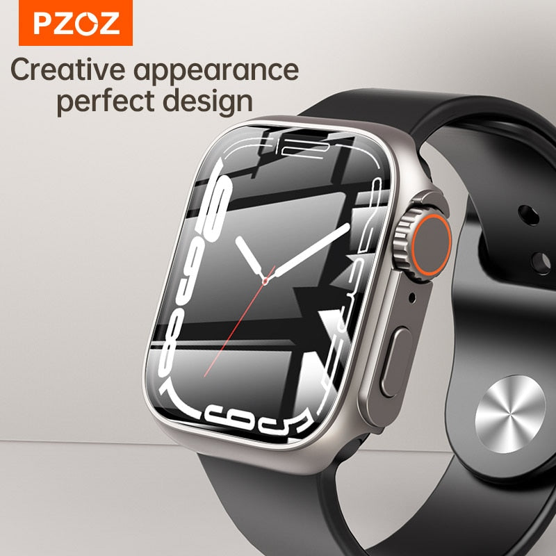 Apple Watch Series 8 & 7 45mm For iWatch 4, 5 & 6 se 44mm Screen Protector Case Hard PC Case with Tempered Glass Accessories