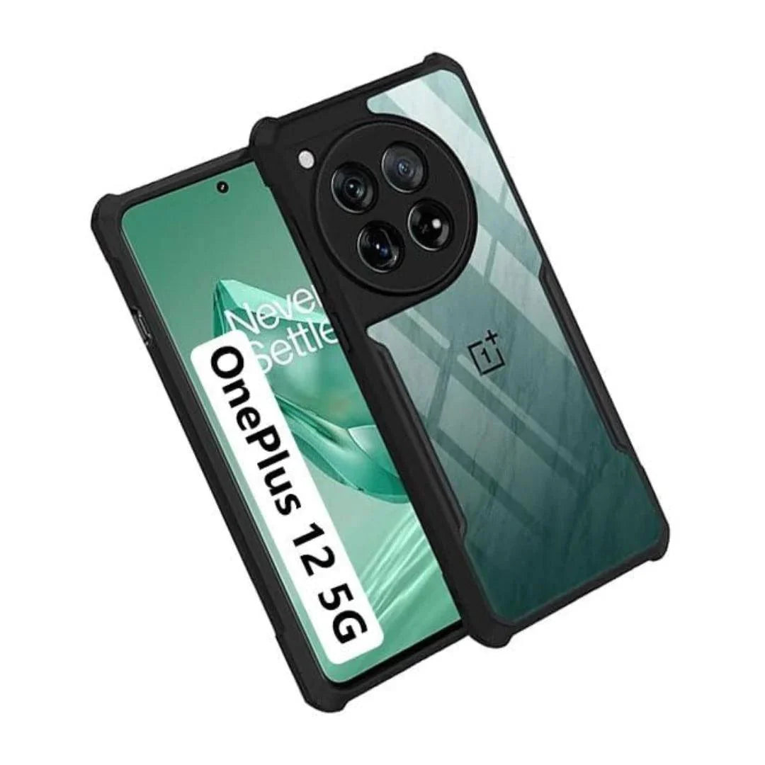 Shockproof Sleek | Oneplus 12 Cover(Clear PC + Black TPU Bumper)
