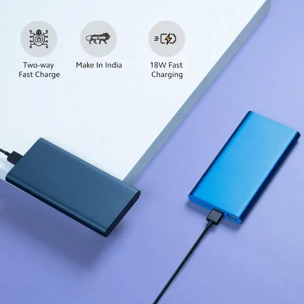 Mi 10000mAH Li-Polymer, Micro-USB and Type C Input Port, Power Bank 3i with 18W Fast Charging