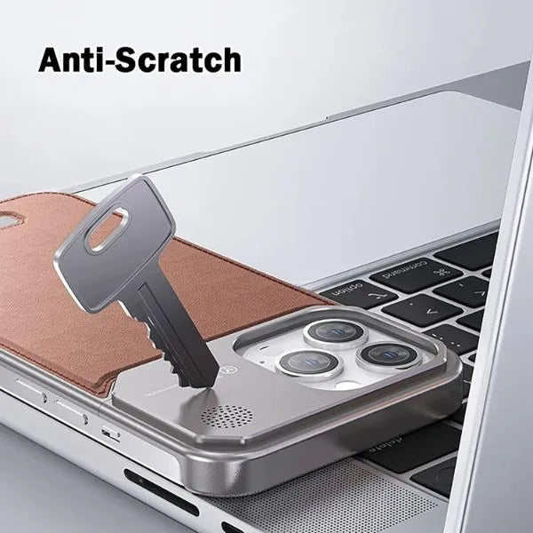 Luxury Borderless Aluminum Metal Leather Back | iPhone Cover