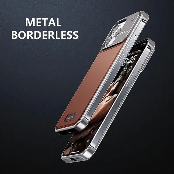 Luxury Borderless Aluminum Metal Leather Back | iPhone Cover