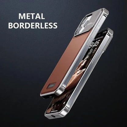 Luxury Borderless Aluminum Metal Leather Back | iPhone Cover