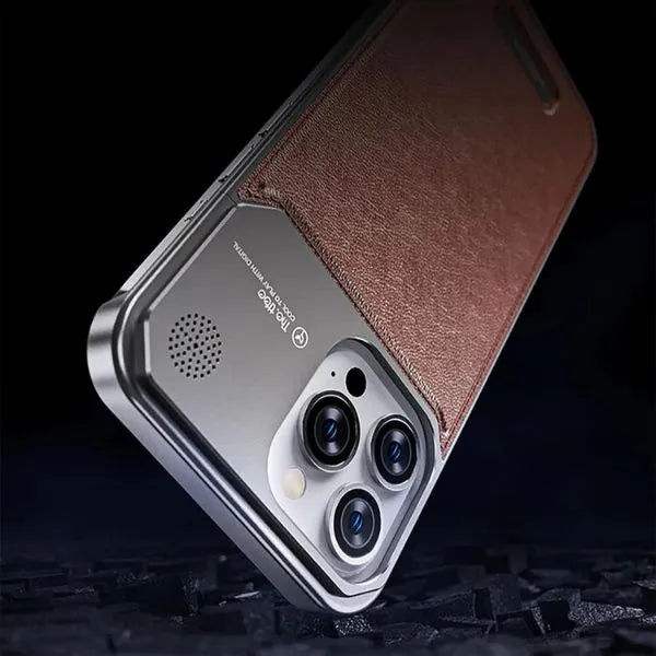 Luxury Borderless Aluminum Metal Leather Back | iPhone Cover