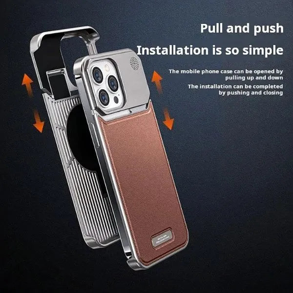 Luxury Borderless Aluminum Metal Leather Back | iPhone Cover