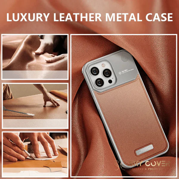 Luxury Borderless Aluminum Metal Leather Back | iPhone Cover