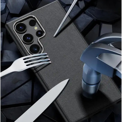 Original eather Magsaf Case Metal Ring Metal battan S24Ultra Cover.