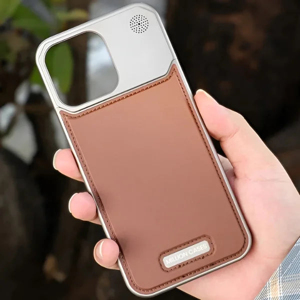 Luxury Borderless Aluminum Metal Leather Back | iPhone Cover