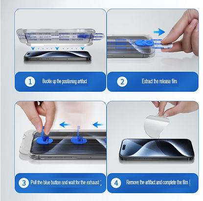 Blueo 3D Airbag Anti-broken Tempered Glass with Applicator for iPhone 15 Pro Max