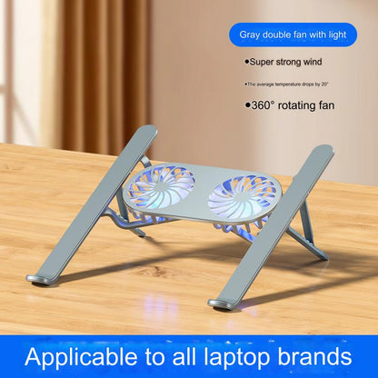 Thetree Laptop Cooling Bracket Bracket Fan Air-cooling Cooling Base Aluminum Alloy Desktop Adjustable Lifting Silent Radiator Game Notebook Flat Folding Portable Support Stand