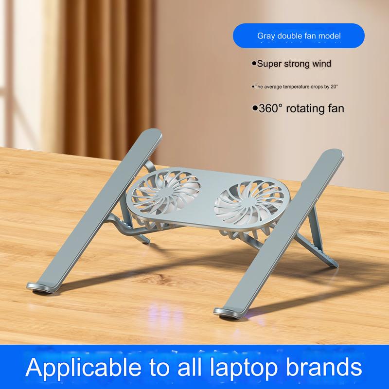 Thetree Laptop Cooling Bracket Bracket Fan Air-cooling Cooling Base Aluminum Alloy Desktop Adjustable Lifting Silent Radiator Game Notebook Flat Folding Portable Support Stand