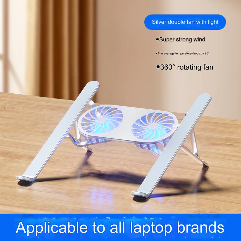 Thetree Laptop Cooling Bracket Bracket Fan Air-cooling Cooling Base Aluminum Alloy Desktop Adjustable Lifting Silent Radiator Game Notebook Flat Folding Portable Support Stand