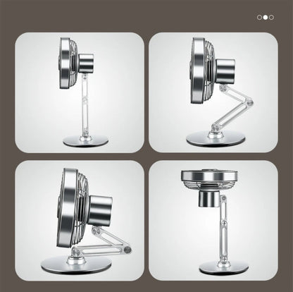 Desktop small metal fan rechargeable office artifact 360 degree rotatable desktop electric fan folding